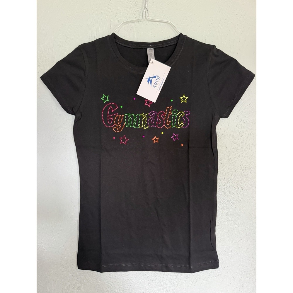 Zone Apparel Youth rhinestone "Gymnastics" graphic and star accents Sz L 10/12